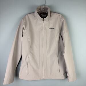 Columbia Women's Size Large Cream Softshell Fleece Lined Rain Jacket